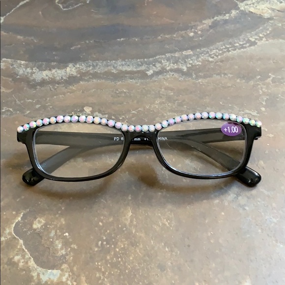 NWT Black W/ AB Crystals Bling Reader Glasses 1.00 - Picture 2 of 10